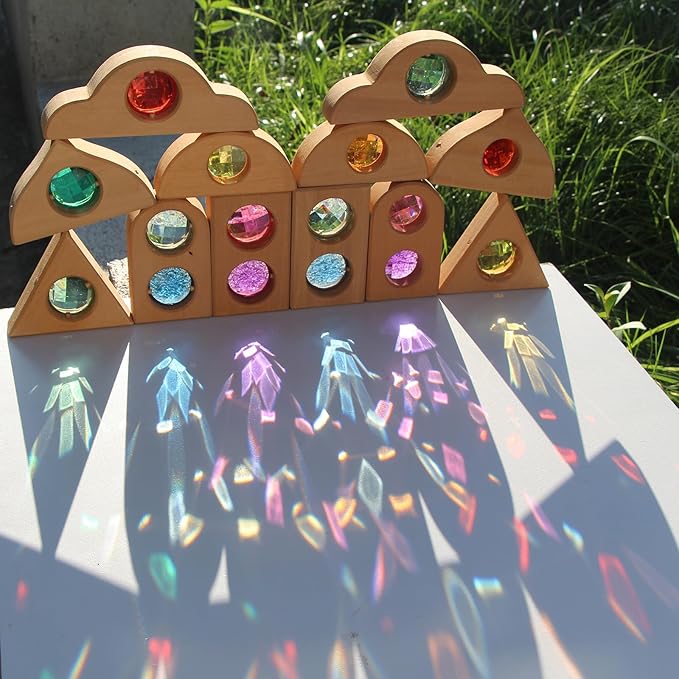 Regenbogen-Stapelspiel aus Acryl mit Kaleidoskop-Effekt – Bunter Bausteine-Spaß für Kinder als Geschenk zu Geburtstag und Festen