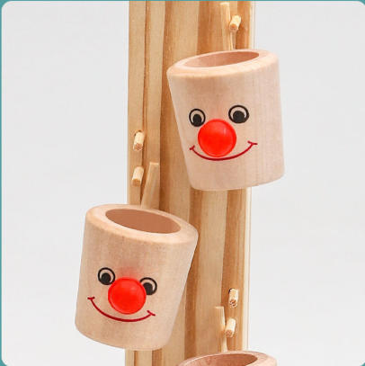 Holzspielzeug Rutschbahn mit bunten Bechern – lustiges Balllaufspiel zur Förderung von Hand-Auge-Koordination und Konzentration, leicht tragbares Familienspielzeug