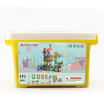 120-teiliges Magnet-Baukasten-Set mit Murmelbahn – STEM-Lernspielzeug zur Förderung der kindlichen Gehirnentwicklung für Jungen und Mädchen ab 3 Jahren