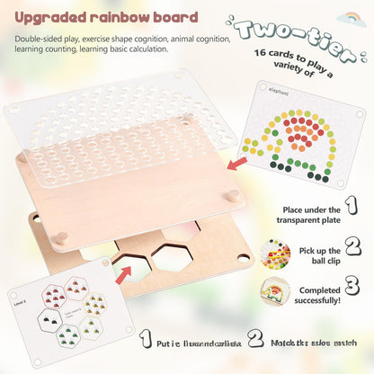 Montessori-Spielzeug ab 3 Jahre – Farben sortieren, stapeln & lernen mit Regenbogenperlen | Kreatives Lernspiel für Vorschulkinder