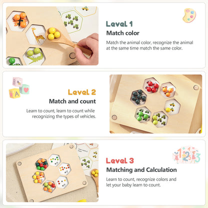 Montessori-Spielzeug ab 3 Jahre – Farben sortieren, stapeln & lernen mit Regenbogenperlen | Kreatives Lernspiel für Vorschulkinder