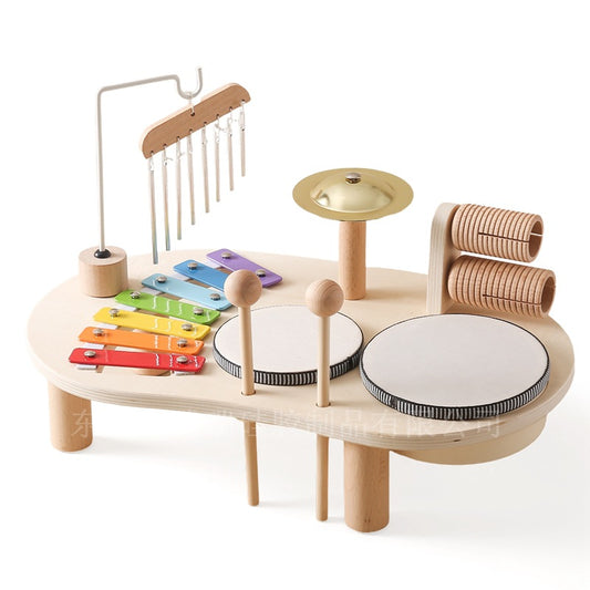 Holz-Montessori-Schlagzeugset ab 3 Jahre – Xylophon, Trommel & Musikinstrumente für Kleinkinder, Lernspielzeug zur musikalischen Früherziehung