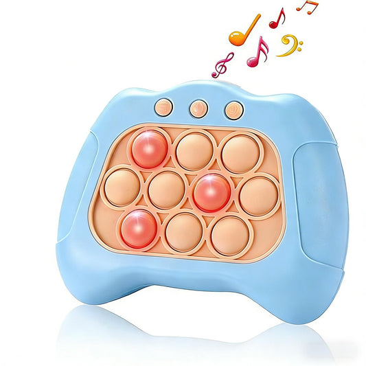 Schnelle Push-Blasen-Spielkonsole – Leuchtendes Knopf-Puzzle zur Entspannung und Förderung der Hand-Augen-Koordination (Hellblau)