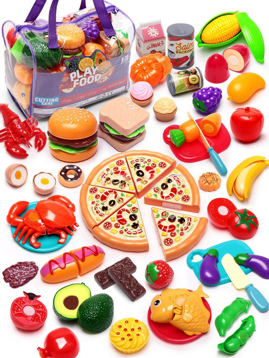 Spielküche Zubehör mit Handkorb – Küchenspielzeug für Kinder ab 3 Jahren, ideal als Geschenk für Mädchen