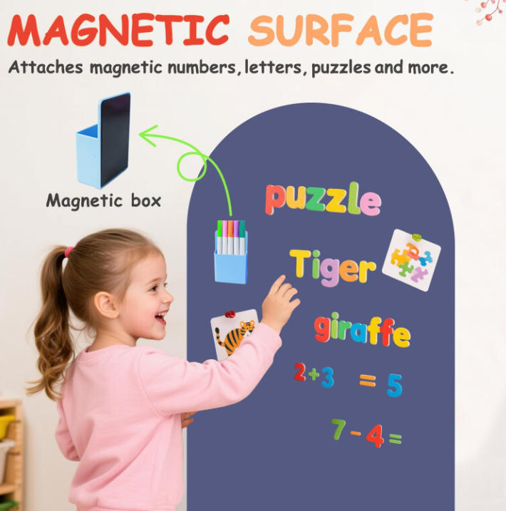 Magnetischer Wandaufkleber für Kinder – 100 x 45 cm, weiß, abziehbar & wiederverwendbar, als Kreidetafel & magnetische Tafel nutzbar