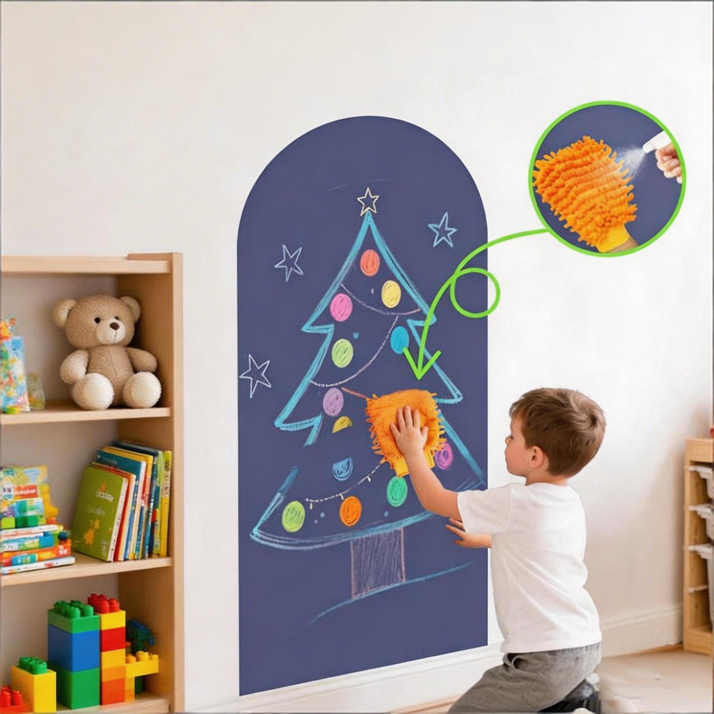 Magnetischer Wandaufkleber für Kinder – 100 x 45 cm, weiß, abziehbar & wiederverwendbar, als Kreidetafel & magnetische Tafel nutzbar