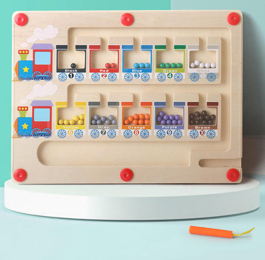 Lernspielzeug ab 3 Jahren – Magnetspiel Labyrinth aus Holz mit Zahlen & Farben, Montessori Sortierspiel für Jungen & Mädchen als Geschenkidee