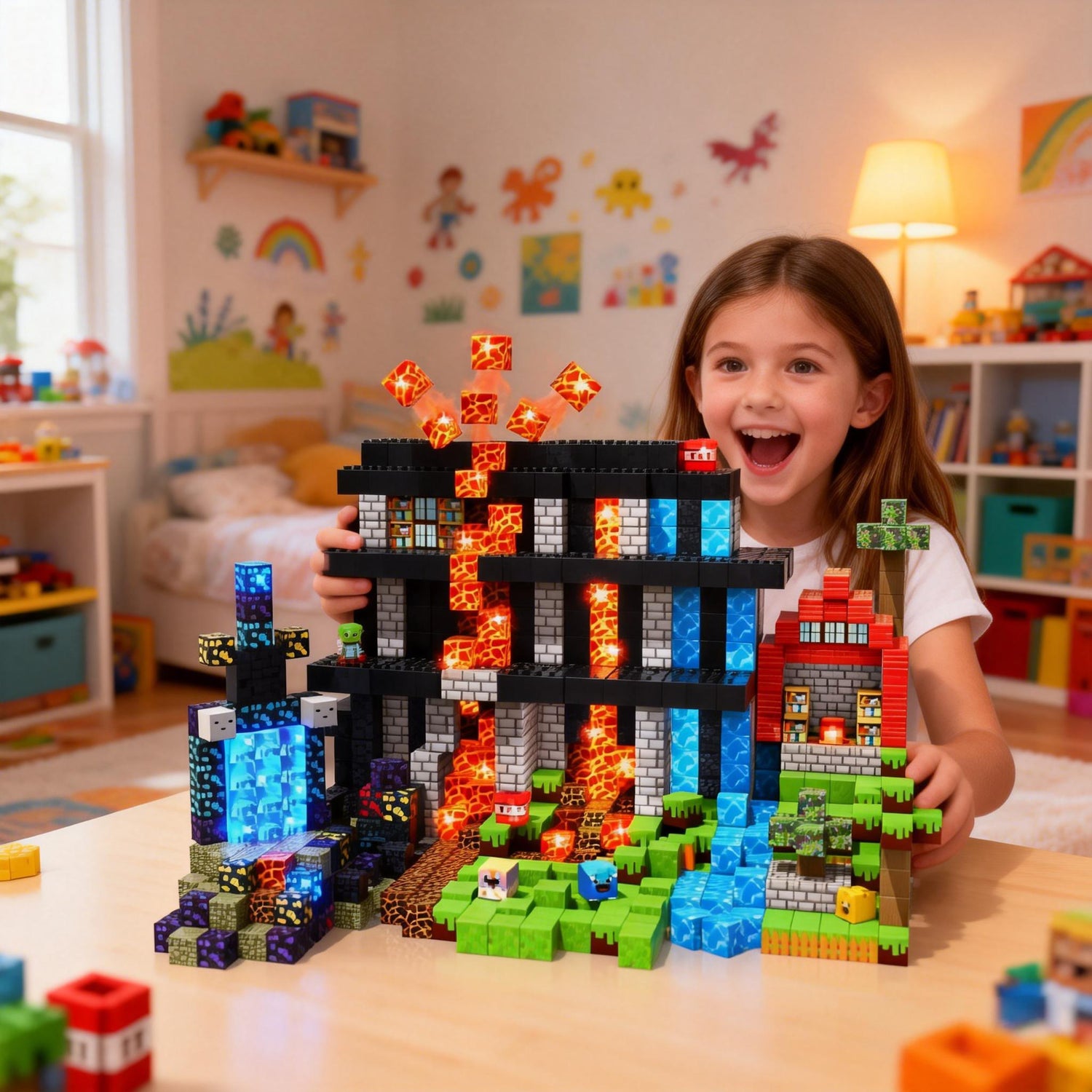 150 Stück Magnetische Bausteine Pixel-Design - Magnetwürfel Set im Mine-World Stil - Kreatives Konstruktionsspielzeug für Kinder ab 3 Jahren - MINT Lernspielzeug Geschenk für Jungen & Mädchen - Spileo