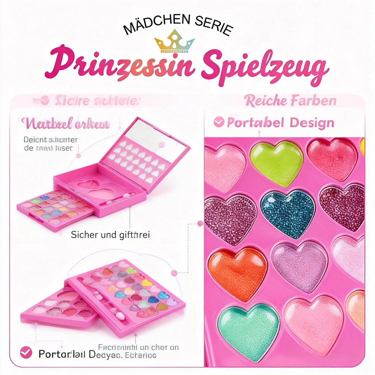 Schminkkoffer für Mädchen – Waschbares Kinder Schminkset, Spielzeug Make-up Geschenk für Kinder 3–12 Jahre - Spileo