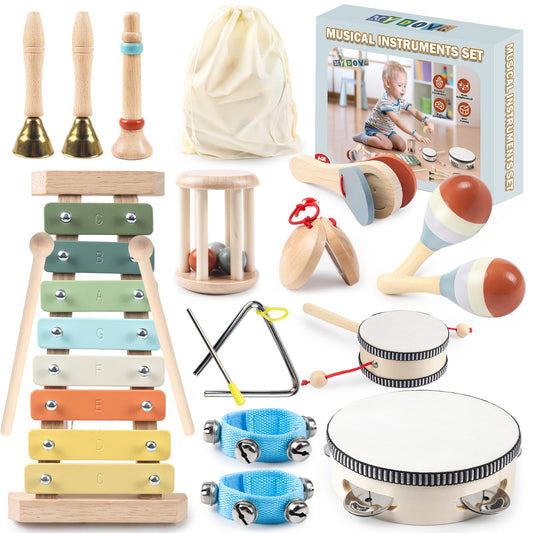 11-in-1 Montessori Musikinstrumente aus Holz für Kinder