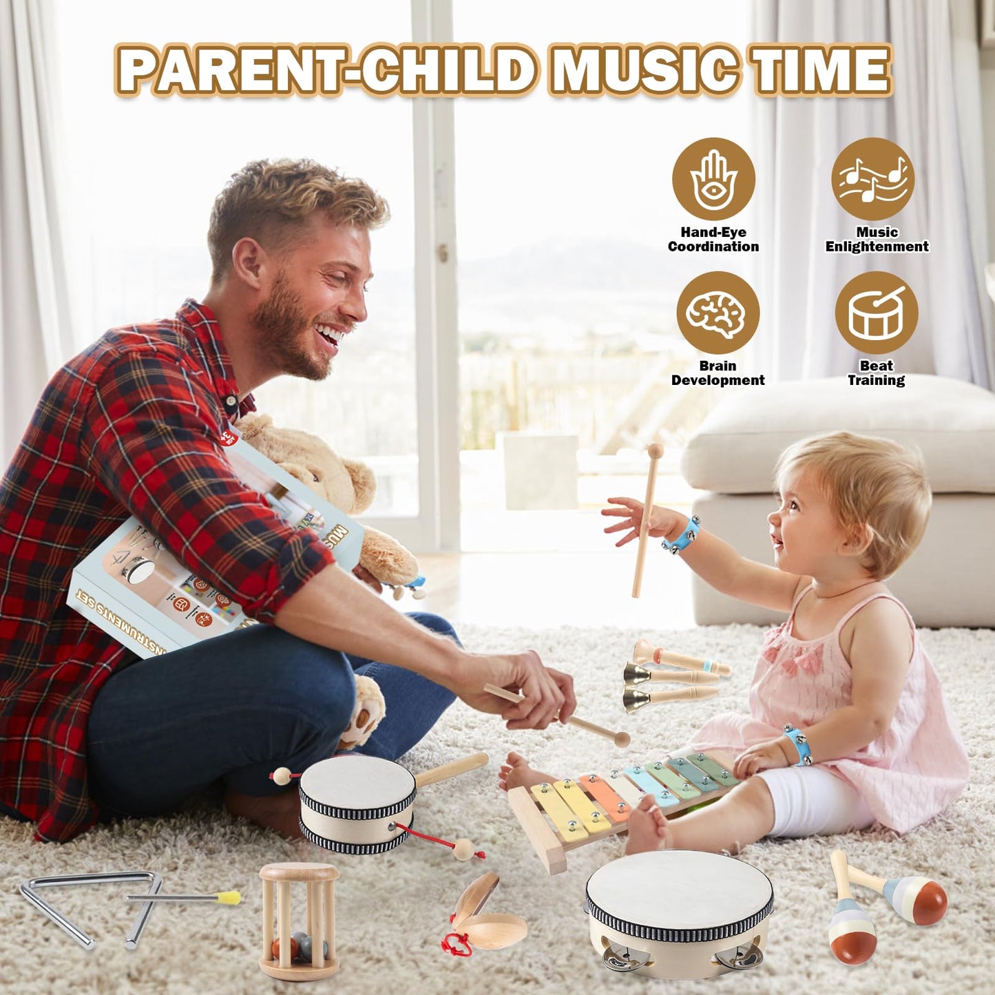 11-in-1 Montessori Musikinstrumente aus Holz für Kinder