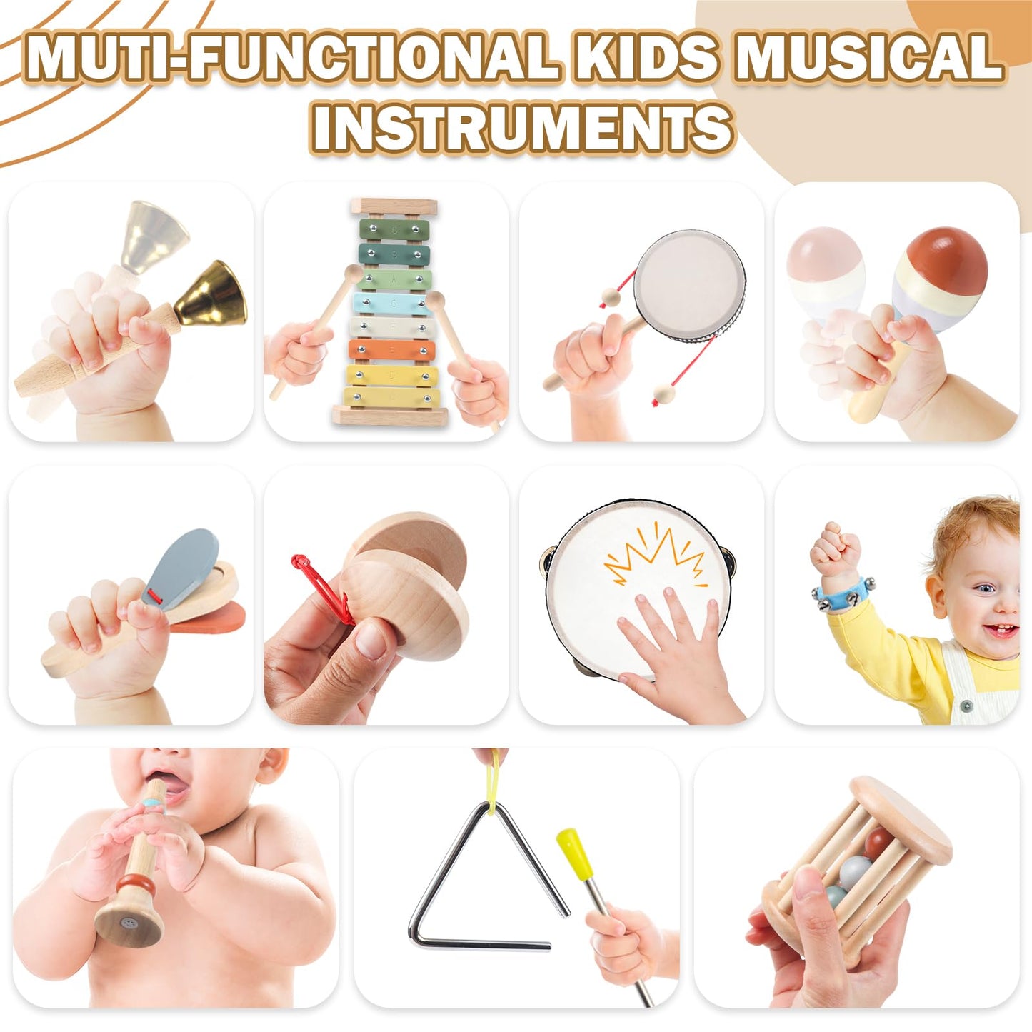 11-in-1 Montessori Musikinstrumente aus Holz für Kinder