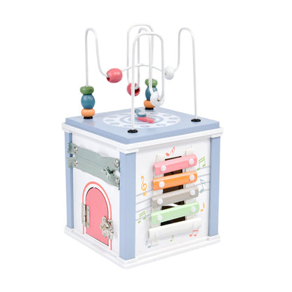 Nachhaltiger Motorikwürfel aus FSC®-Holz – Baby-Spielwürfel ab 1 Jahr | Montessori Activity Center mit vielfältigen Spielmöglichkeiten